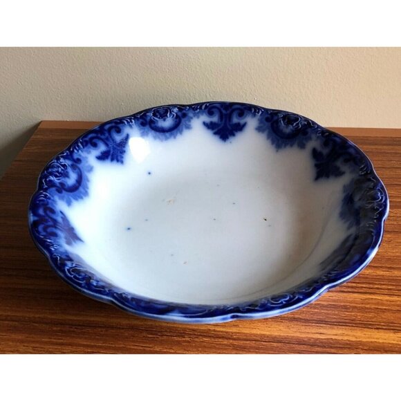 ANTIQUE BOWL GLADYS PATTERN NWP ENGLAND FLOW BLUE BOWL - Picture 1 of 9